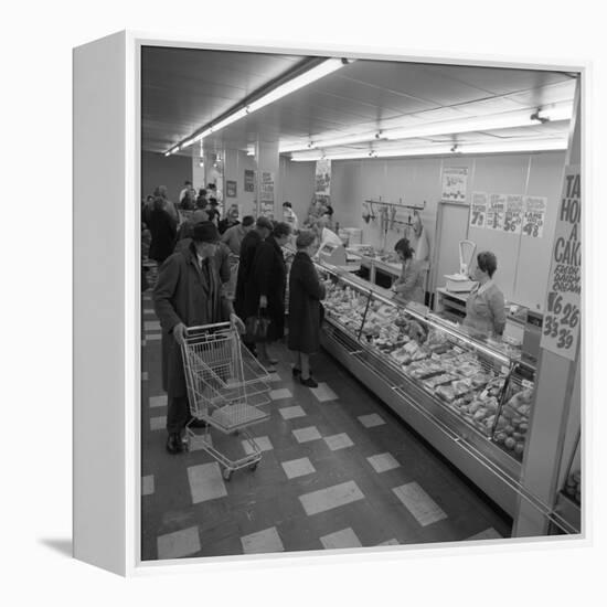 The Meat Counter at the Asda Supermarket in Rotherham, South Yorkshire, 1969-Michael Walters-Framed Premier Image Canvas