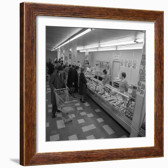 The Meat Counter at the Asda Supermarket in Rotherham, South Yorkshire, 1969-Michael Walters-Framed Photographic Print