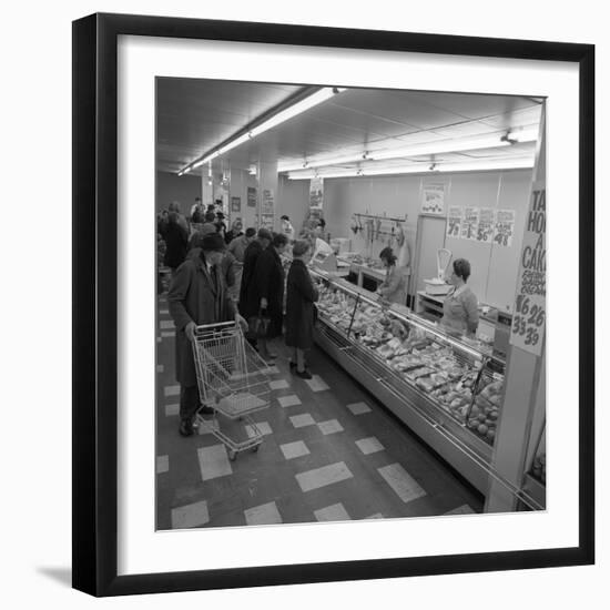 The Meat Counter at the Asda Supermarket in Rotherham, South Yorkshire, 1969-Michael Walters-Framed Photographic Print