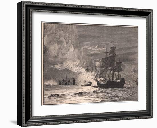 The Mediator Breaking the Boom at La Rochelle Ad 1810-Charles William Wyllie-Framed Giclee Print