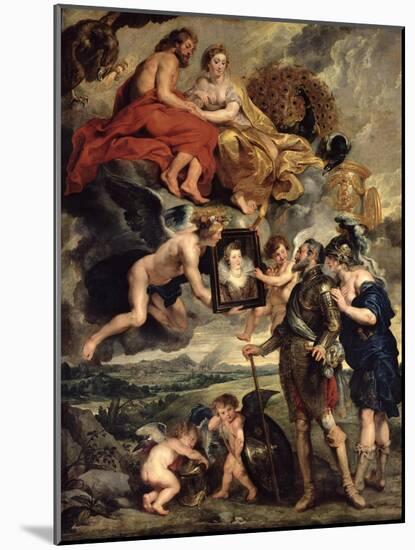 The Medici Cycle: Henri IV Receiving the Portrait of Marie de Medici 1621-25-Peter Paul Rubens-Mounted Giclee Print