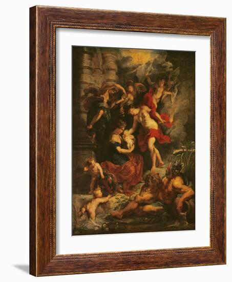 The Medici Cycle: the Birth of Marie De Medici (1573-1647) 26th April 1573, 1621-25-Peter Paul Rubens-Framed Giclee Print