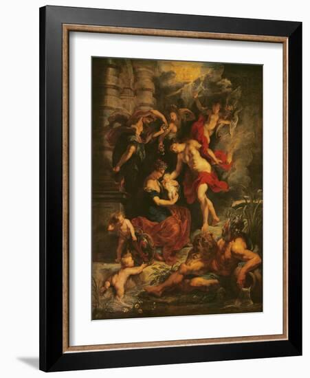 The Medici Cycle: the Birth of Marie De Medici (1573-1647) 26th April 1573, 1621-25-Peter Paul Rubens-Framed Giclee Print