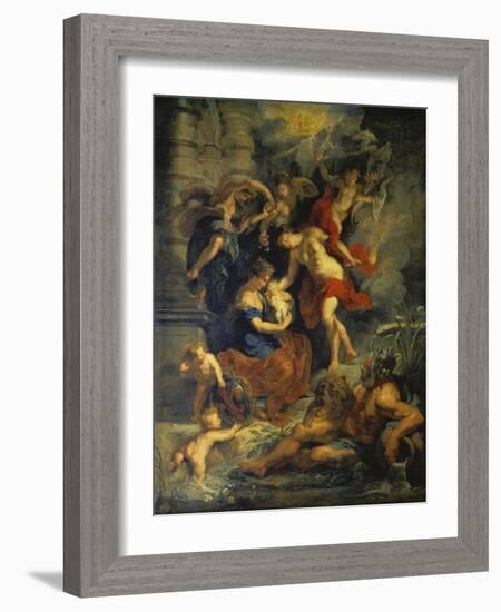 The Medici Cycle: the Birth of Marie De Medici, 1621-25-Peter Paul Rubens-Framed Giclee Print