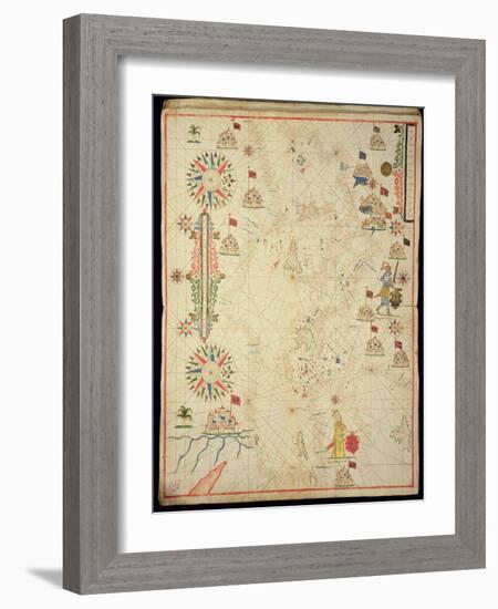 The Mediterranean Basin, from a Nautical Atlas, 1646 (Ink on Vellum) (See also 330937-330938)-Italian-Framed Giclee Print