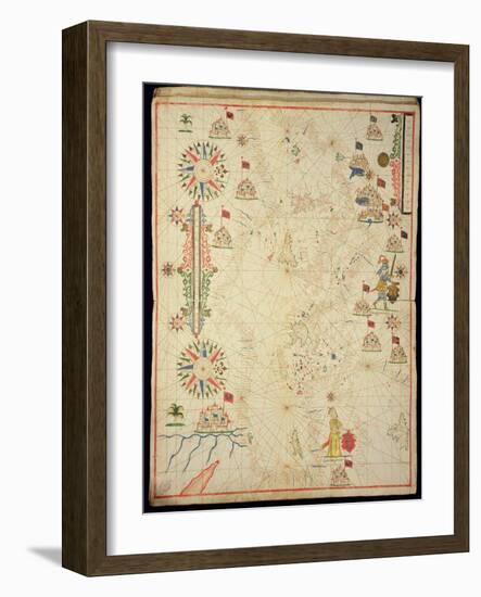 The Mediterranean Basin, from a Nautical Atlas, 1646 (Ink on Vellum) (See also 330937-330938)-Italian-Framed Giclee Print