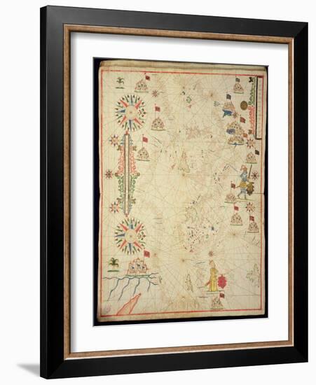 The Mediterranean Basin, from a Nautical Atlas, 1646 (Ink on Vellum) (See also 330937-330938)-Italian-Framed Giclee Print