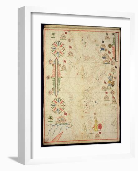 The Mediterranean Basin, from a Nautical Atlas, 1646 (Ink on Vellum) (See also 330937-330938)-Italian-Framed Giclee Print