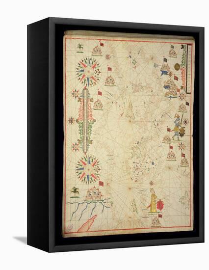 The Mediterranean Basin, from a Nautical Atlas, 1646 (Ink on Vellum) (See also 330937-330938)-Italian-Framed Giclee Print