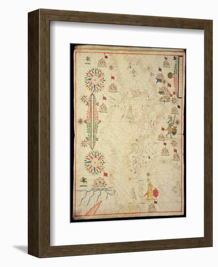 The Mediterranean Basin, from a Nautical Atlas, 1646 (Ink on Vellum) (See also 330937-330938)-Italian-Framed Premium Giclee Print