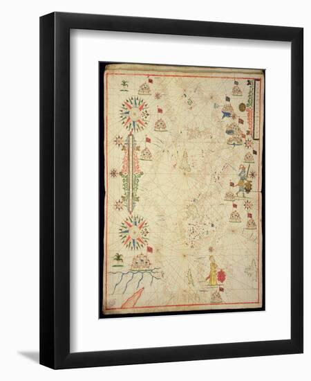 The Mediterranean Basin, from a Nautical Atlas, 1646 (Ink on Vellum) (See also 330937-330938)-Italian-Framed Premium Giclee Print