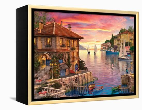 The Mediterranean Harbour-Dominic Davison-Framed Stretched Canvas