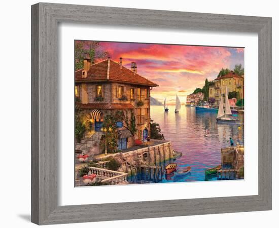 The Mediterranean Harbour-Dominic Davison-Framed Art Print