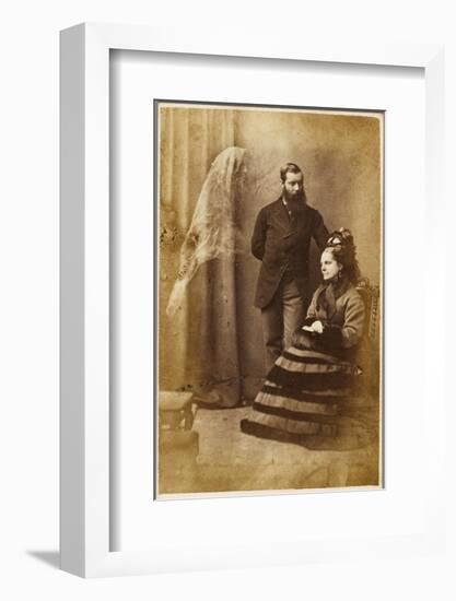 The Medium Stainton Moses, with Mrs Speer and an Unidentified Spirit Figure-null-Framed Photographic Print