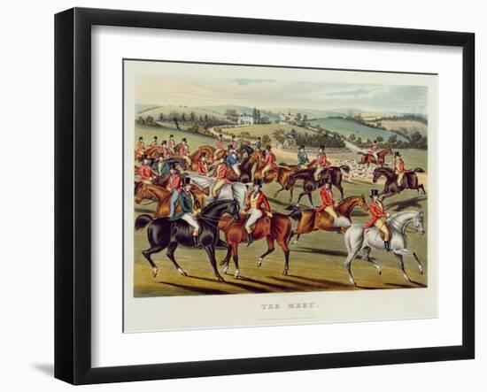 The Meet', Plate I from 'Fox Hunting', 1838 (Hand-Coloured Aquatint)-Charles Hunt-Framed Giclee Print