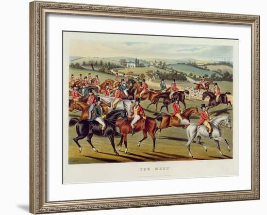 The Meet', Plate I from 'Fox Hunting', 1838 (Hand-Coloured Aquatint)-Charles Hunt-Framed Giclee Print