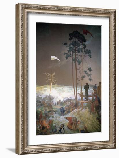 The Meeting at Krizky, from the 'Slav Epic', 1916-Alphonse Mucha-Framed Giclee Print