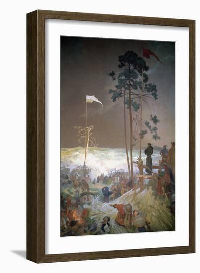 The Meeting at Krizky, from the 'Slav Epic', 1916-Alphonse Mucha-Framed Giclee Print