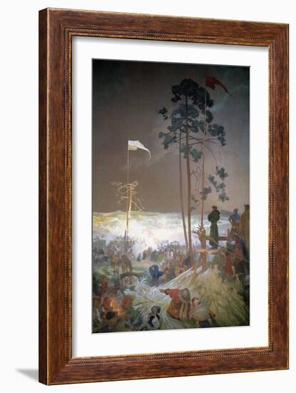 The Meeting at Krizky, from the 'Slav Epic', 1916-Alphonse Mucha-Framed Giclee Print