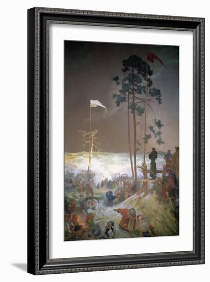 The Meeting at Krizky, from the 'Slav Epic', 1916-Alphonse Mucha-Framed Giclee Print