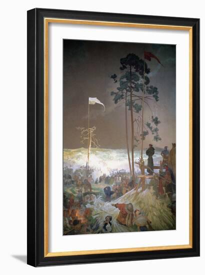 The Meeting at Krizky, from the 'Slav Epic', 1916-Alphonse Mucha-Framed Giclee Print