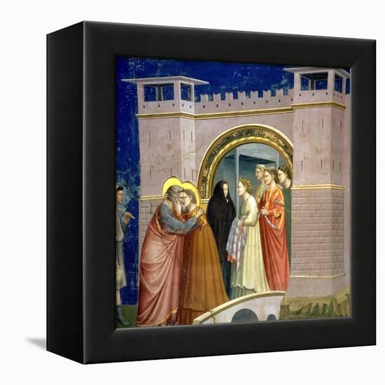 The Meeting at the Golden Gate, circa 1305 Gate in Jerusalem, circa 1305-Giotto di Bondone-Framed Premier Image Canvas