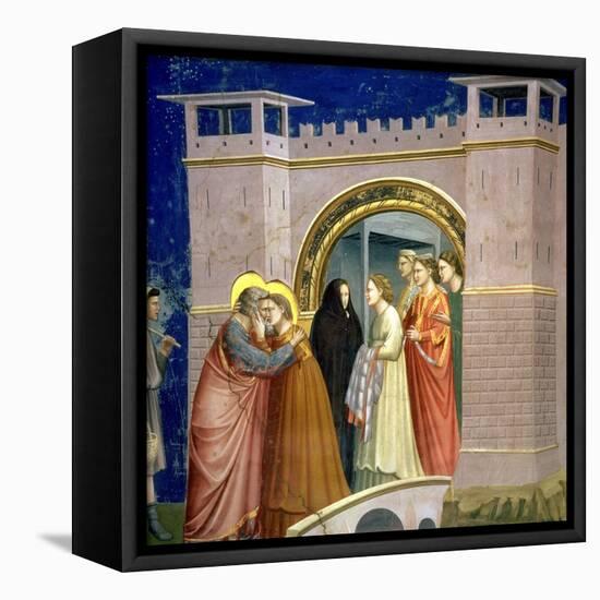 The Meeting at the Golden Gate, circa 1305 Gate in Jerusalem, circa 1305-Giotto di Bondone-Framed Premier Image Canvas