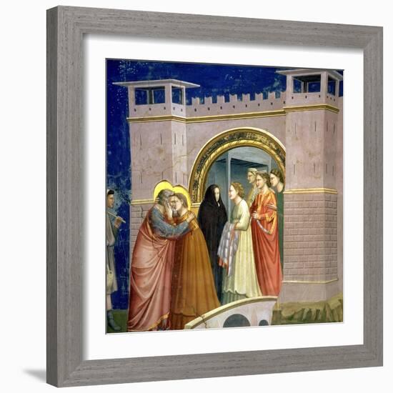 The Meeting at the Golden Gate, circa 1305 Gate in Jerusalem, circa 1305-Giotto di Bondone-Framed Giclee Print