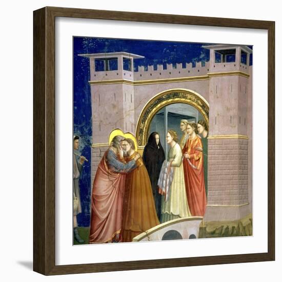 The Meeting at the Golden Gate, circa 1305 Gate in Jerusalem, circa 1305-Giotto di Bondone-Framed Giclee Print