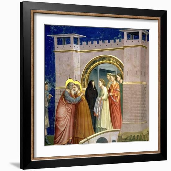 The Meeting at the Golden Gate, circa 1305 Gate in Jerusalem, circa 1305-Giotto di Bondone-Framed Giclee Print