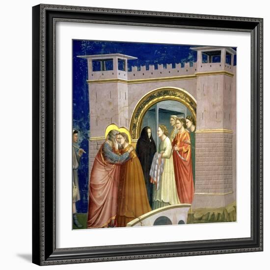 The Meeting at the Golden Gate, circa 1305 Gate in Jerusalem, circa 1305-Giotto di Bondone-Framed Giclee Print