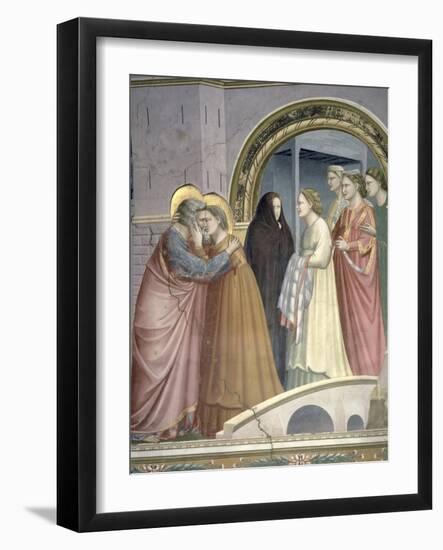 The Meeting at the Golden Gate, Detail of Joachim and St. Anne Embracing, circa 1305-Giotto di Bondone-Framed Giclee Print