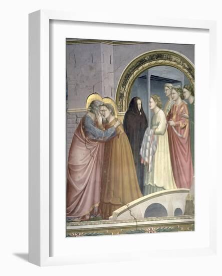 The Meeting at the Golden Gate, Detail of Joachim and St. Anne Embracing, circa 1305-Giotto di Bondone-Framed Giclee Print