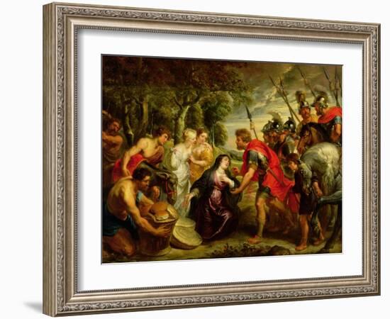 The Meeting of David and Abigail, 1625-28-Peter Paul Rubens-Framed Giclee Print