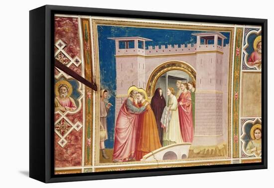 The Meeting of Joachim and Anne at the Golden Gate, C.1305-Giotto di Bondone-Framed Premier Image Canvas