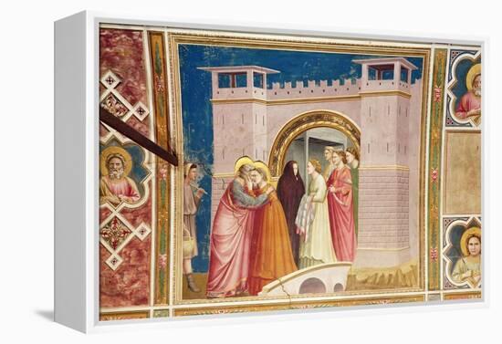 The Meeting of Joachim and Anne at the Golden Gate, C.1305-Giotto di Bondone-Framed Premier Image Canvas
