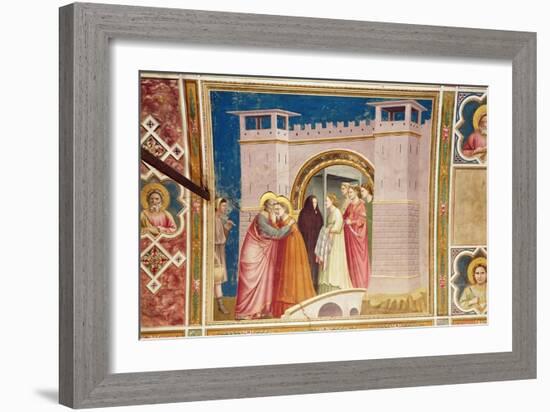 The Meeting of Joachim and Anne at the Golden Gate, C.1305-Giotto di Bondone-Framed Giclee Print