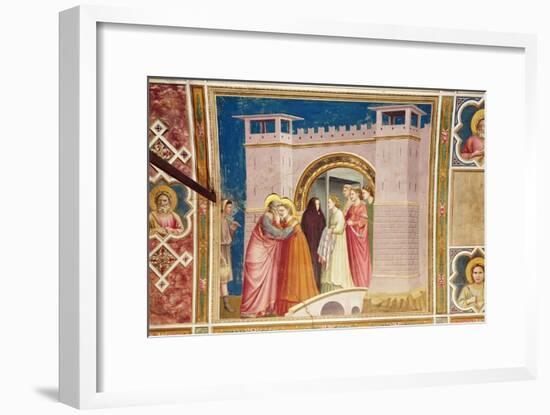 The Meeting of Joachim and Anne at the Golden Gate, C.1305-Giotto di Bondone-Framed Giclee Print
