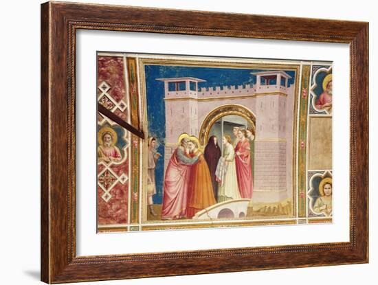 The Meeting of Joachim and Anne at the Golden Gate, C.1305-Giotto di Bondone-Framed Giclee Print