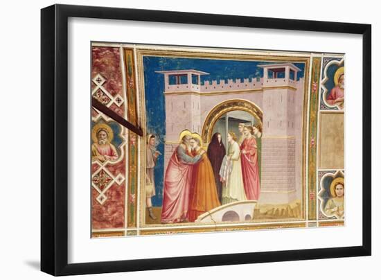 The Meeting of Joachim and Anne at the Golden Gate, C.1305-Giotto di Bondone-Framed Giclee Print