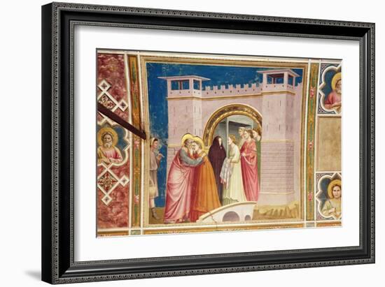 The Meeting of Joachim and Anne at the Golden Gate, C.1305-Giotto di Bondone-Framed Giclee Print