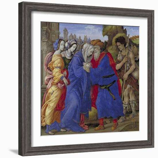 The Meeting of Joachim and Anne Outside the Golden Gate of Jerusalem, 1497-Filippino Lippi-Framed Giclee Print