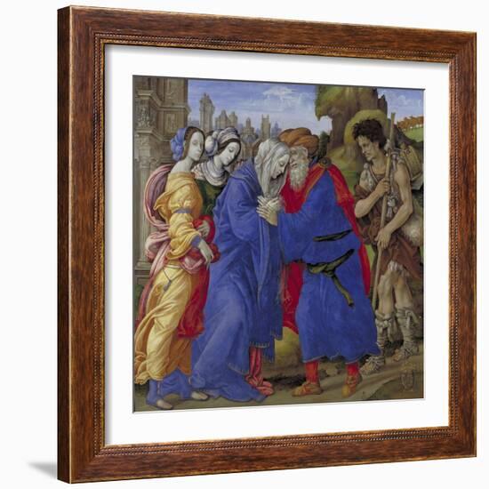 The Meeting of Joachim and Anne Outside the Golden Gate of Jerusalem, 1497-Filippino Lippi-Framed Giclee Print