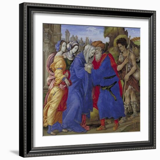 The Meeting of Joachim and Anne Outside the Golden Gate of Jerusalem, 1497-Filippino Lippi-Framed Giclee Print