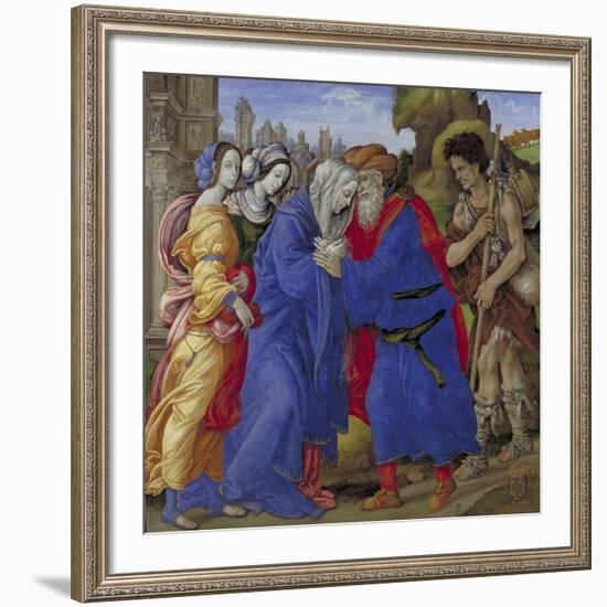 The Meeting of Joachim and Anne Outside the Golden Gate of Jerusalem, 1497-Filippino Lippi-Framed Giclee Print