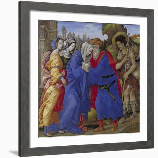 The Meeting of Joachim and Anne Outside the Golden Gate of Jerusalem, 1497-Filippino Lippi-Framed Giclee Print