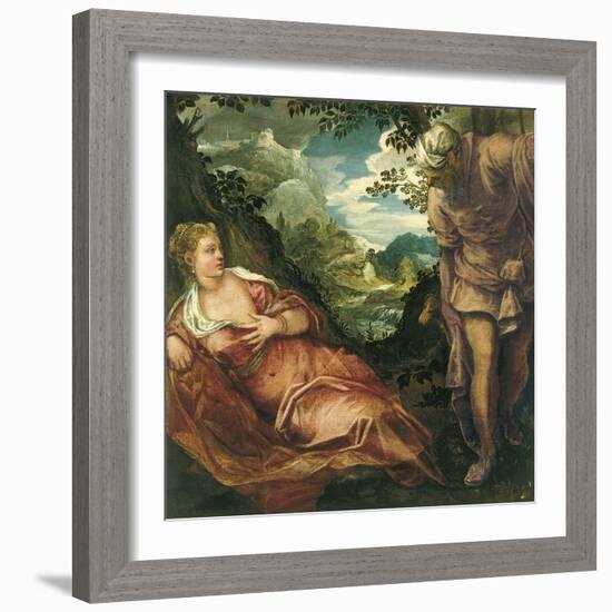 The Meeting of Judah and Tamar-Jacopo Tintoretto-Framed Giclee Print