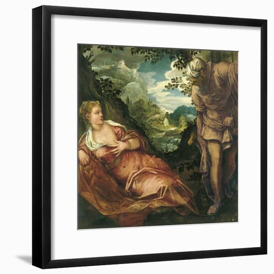 The Meeting of Judah and Tamar-Jacopo Tintoretto-Framed Giclee Print