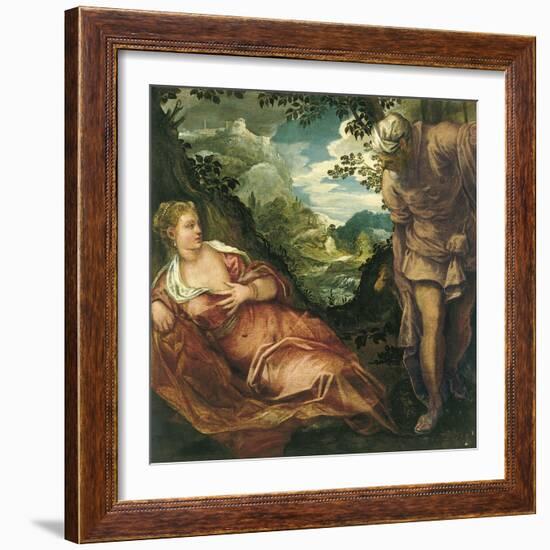 The Meeting of Judah and Tamar-Jacopo Tintoretto-Framed Giclee Print