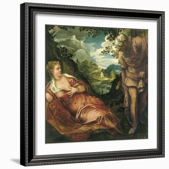 The Meeting of Judah and Tamar-Jacopo Tintoretto-Framed Giclee Print